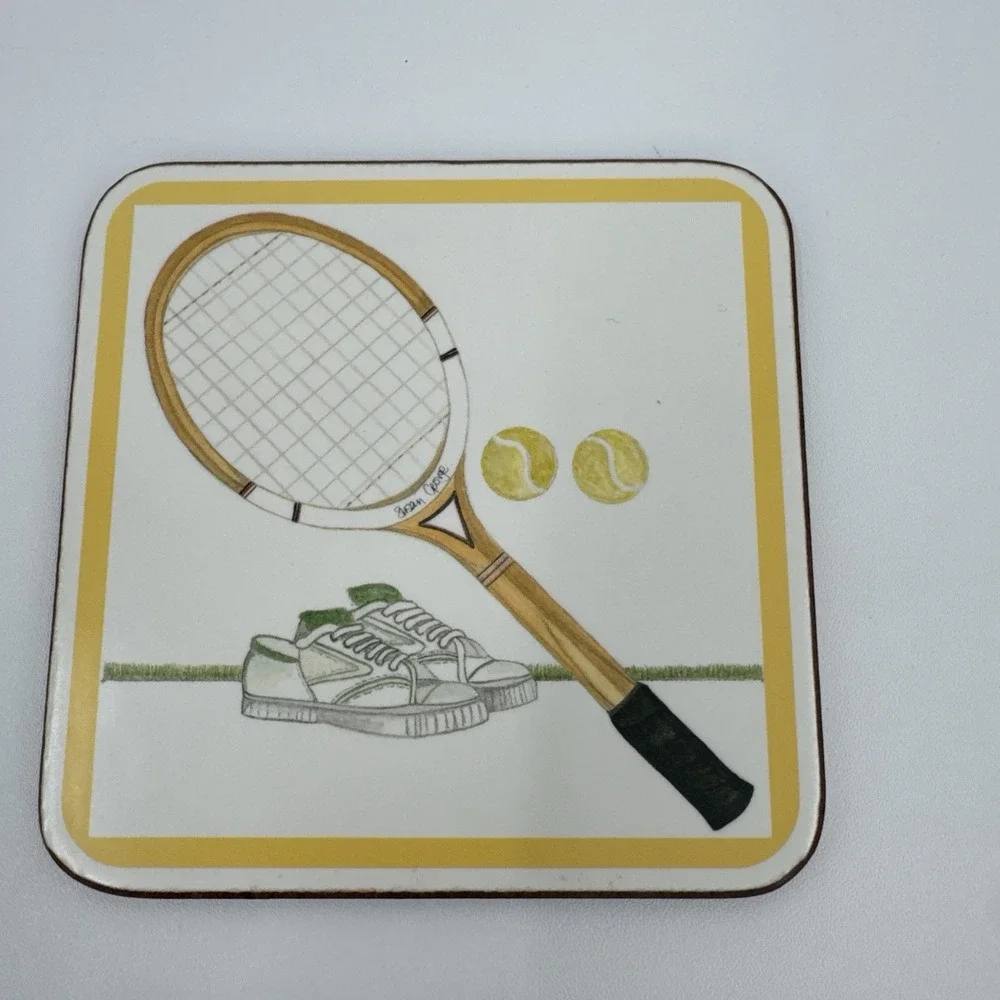Pimpernel Tennis Set Point Coaster Set Boxed 6‎ Square England Original Box